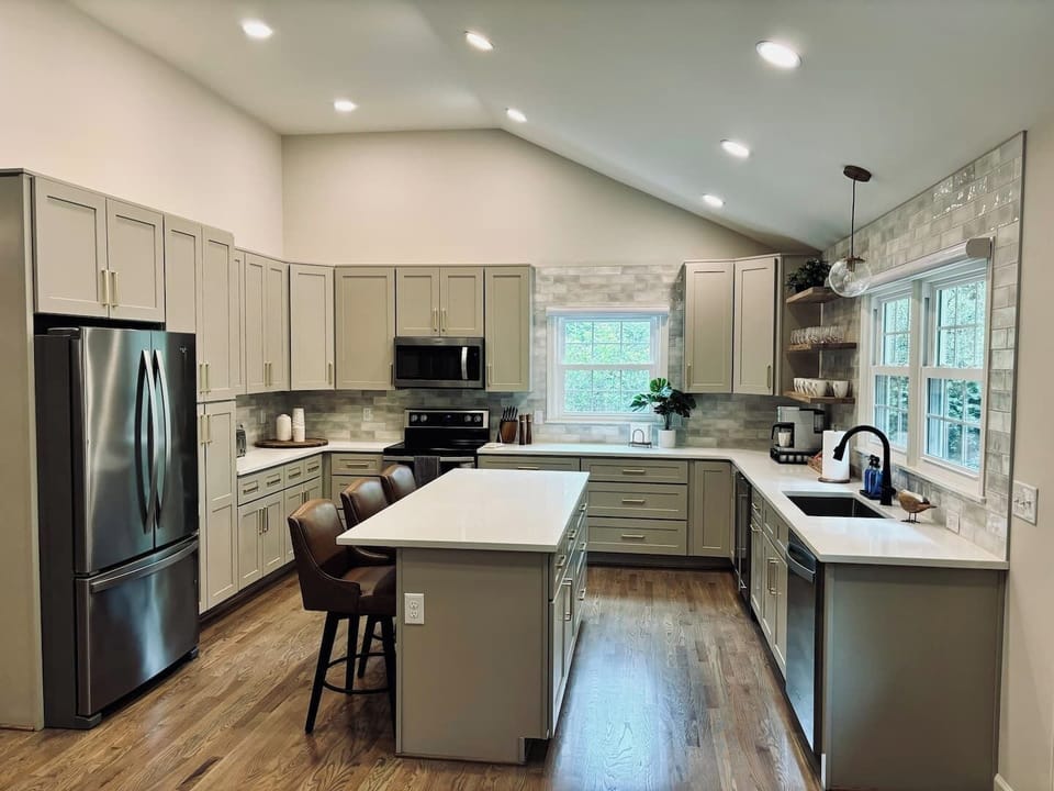 The entire home has just been renovated.  The brand new kitchen is  very well equipped for you to prepare delicious group meals.  