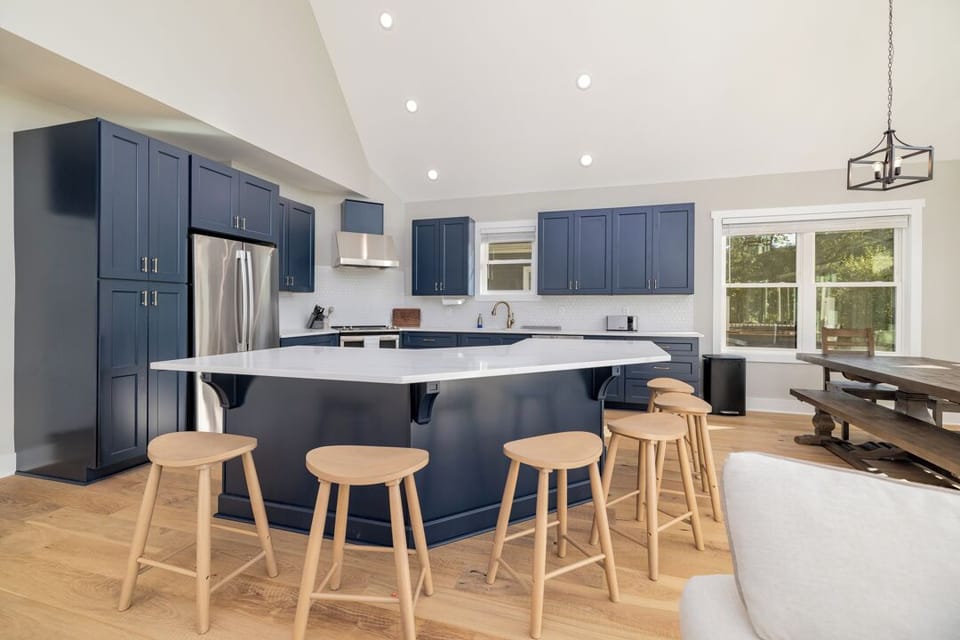 Modern kitchen with an island and seating for 6