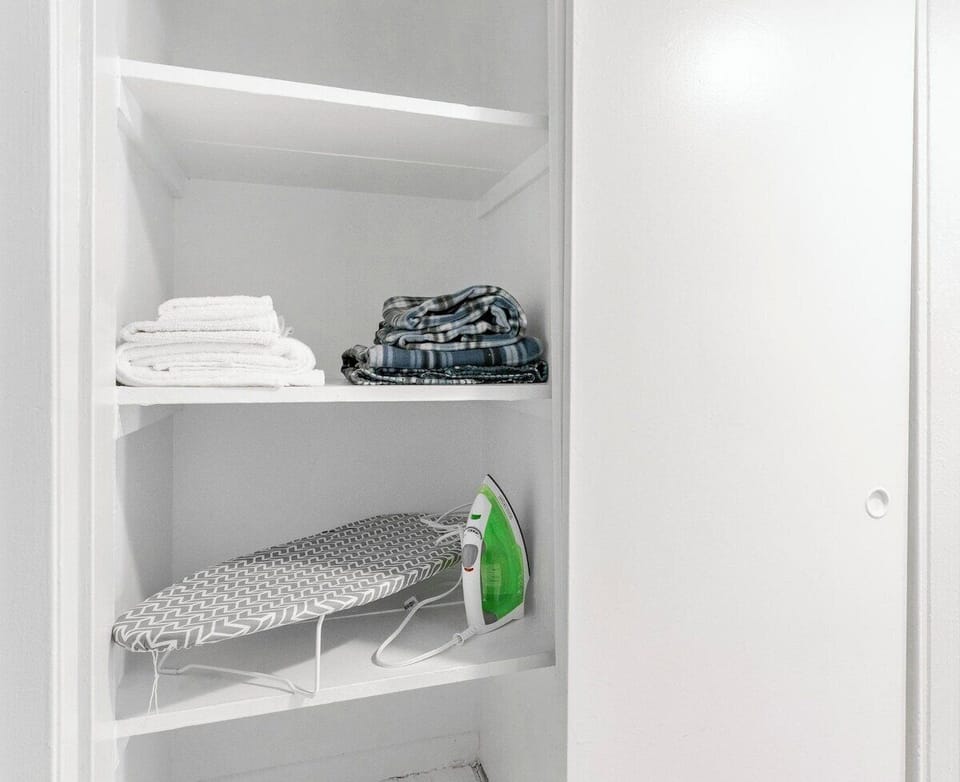 Closet
Includes Ironing board, Iron, extra towels and blankets