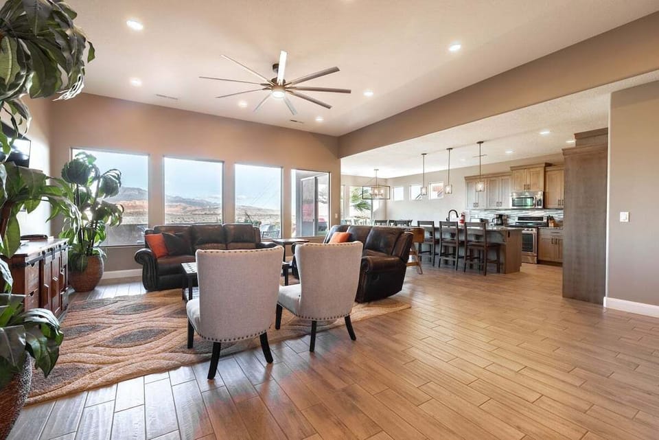 Living Room/Kitchen area boasts wide open space perfect for family and friends to gather.