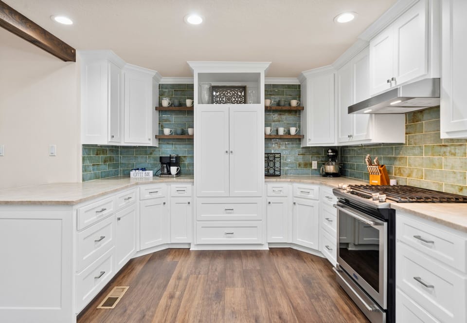 Whip up meals in this bright and airy kitchen, fully equipped with everything you need to keep the whole crew fed.