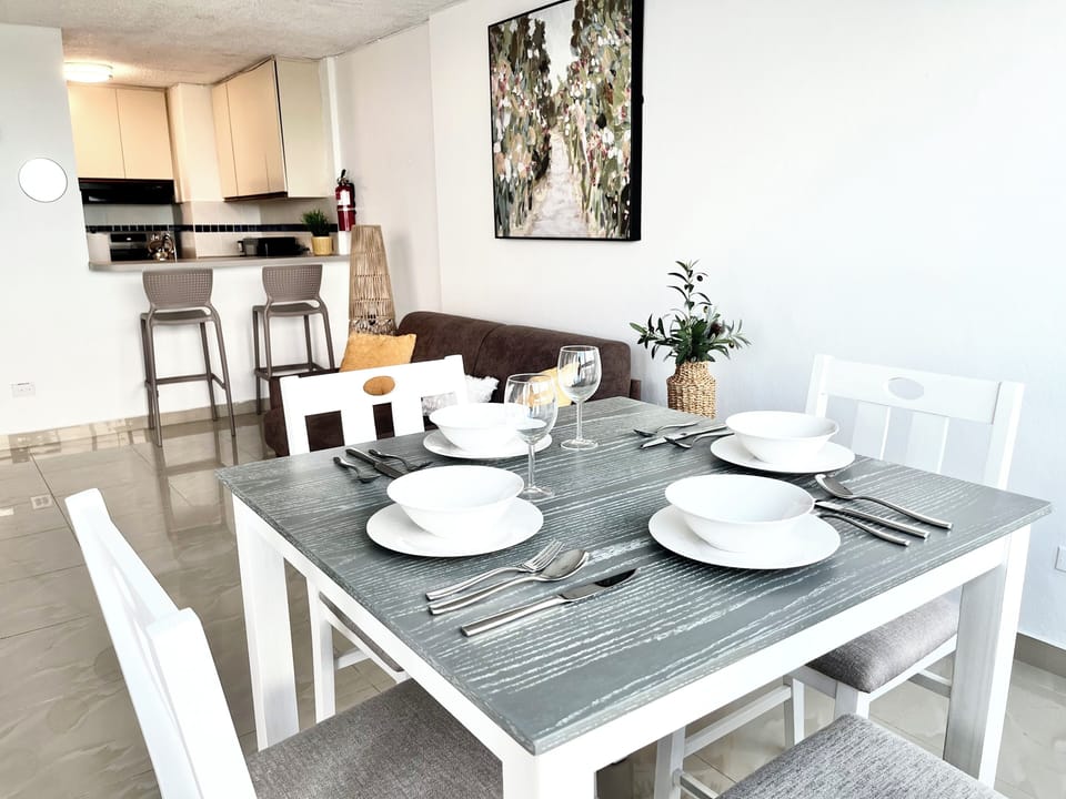 Dining room overlooking the living room.