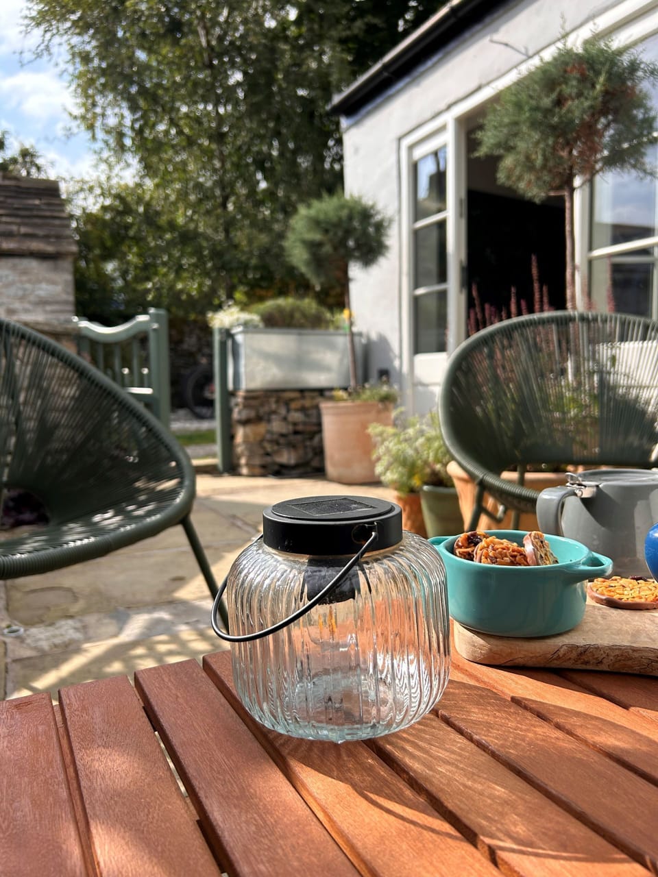 Outdoor seating at Sweet Pea Cottage, Litton, Peak District