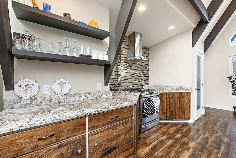 Indoors, Hardwood, Floor, Stained Wood, Cooktop