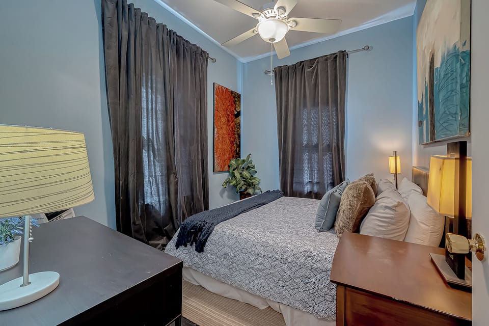 Bedroom has a desk for your convenience.