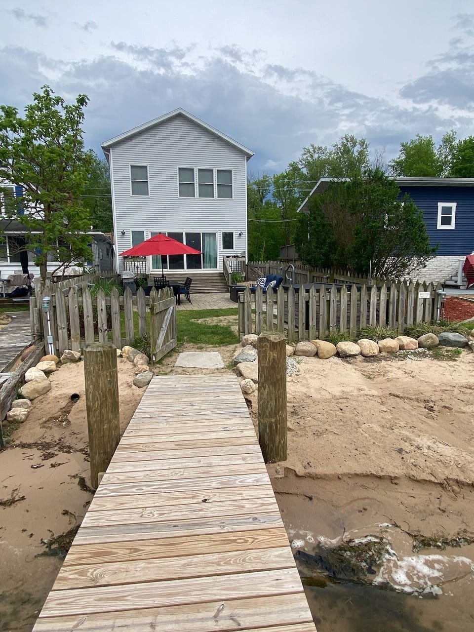 Private beach for relaxing and launching house kayaks.