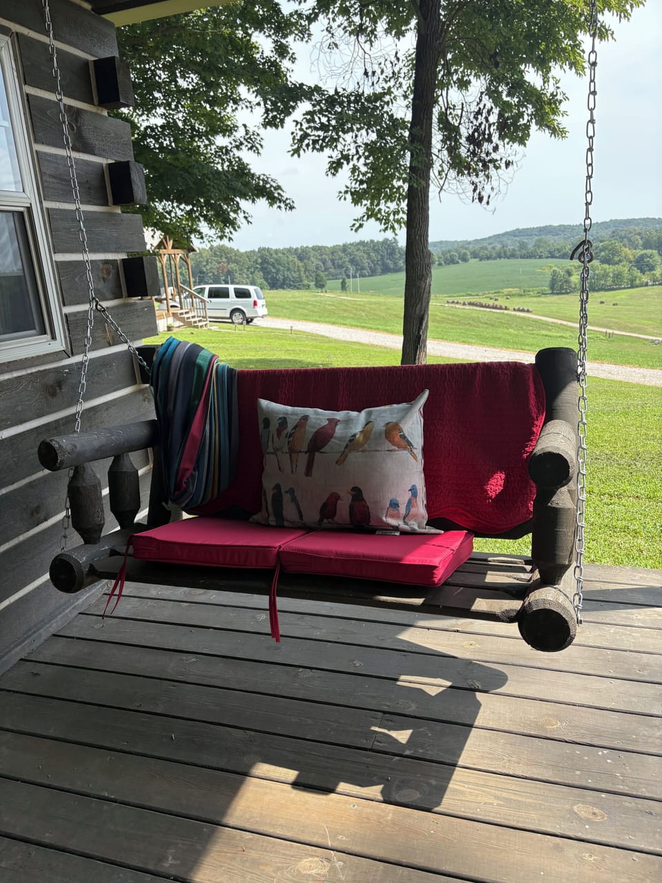 Relaxing swing on the front porch 