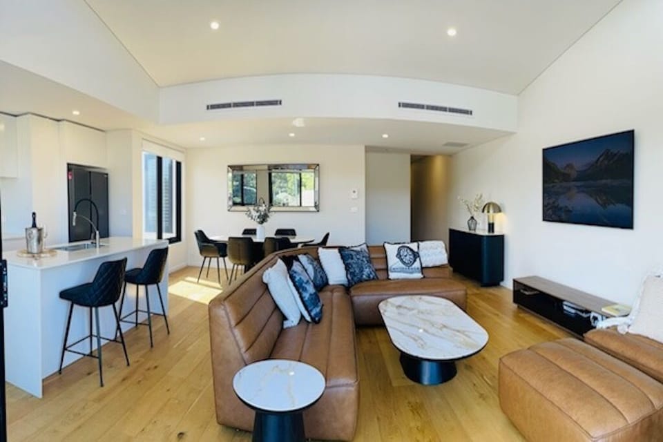 Lounge with big screen smart TV