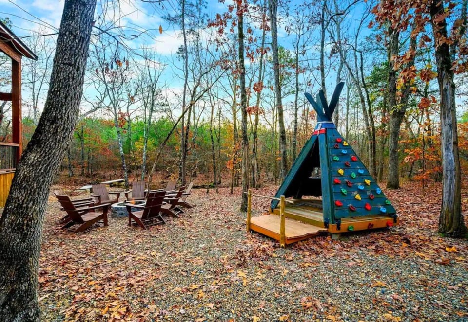 Adventure awaits! Climb, play, and toast marshmallows under the stars. It's family fun time in the woods!
