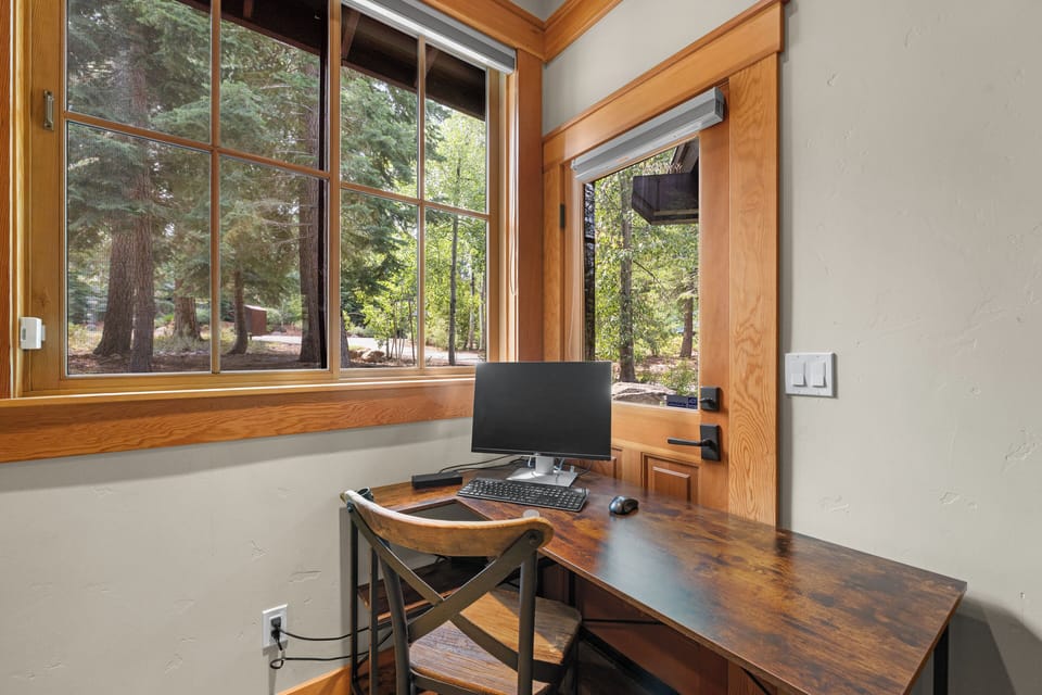 Workspace in the first floor queen bedroom