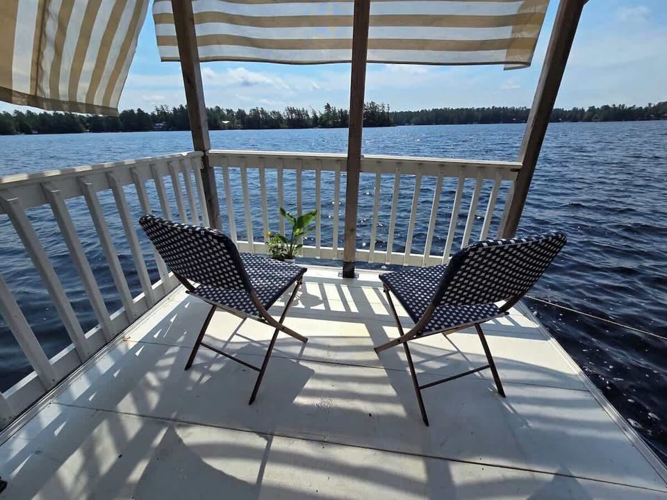 View from the Floater front Patio.  Panoramic views of Beautiful Brantingham Lake.