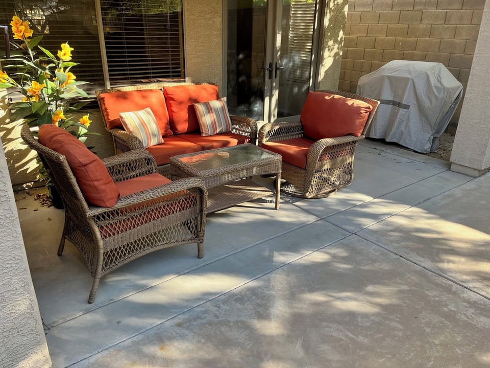 Outdoor seating and BBQ