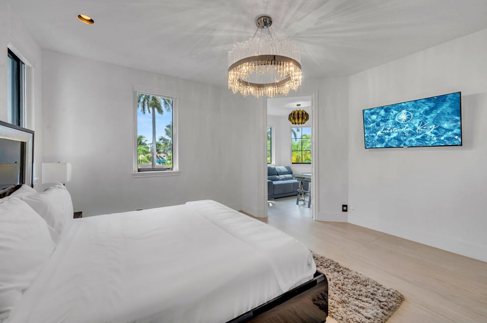 Bedroom two features a king size bed, ensuite bathroom, smart TV and access to an office space.