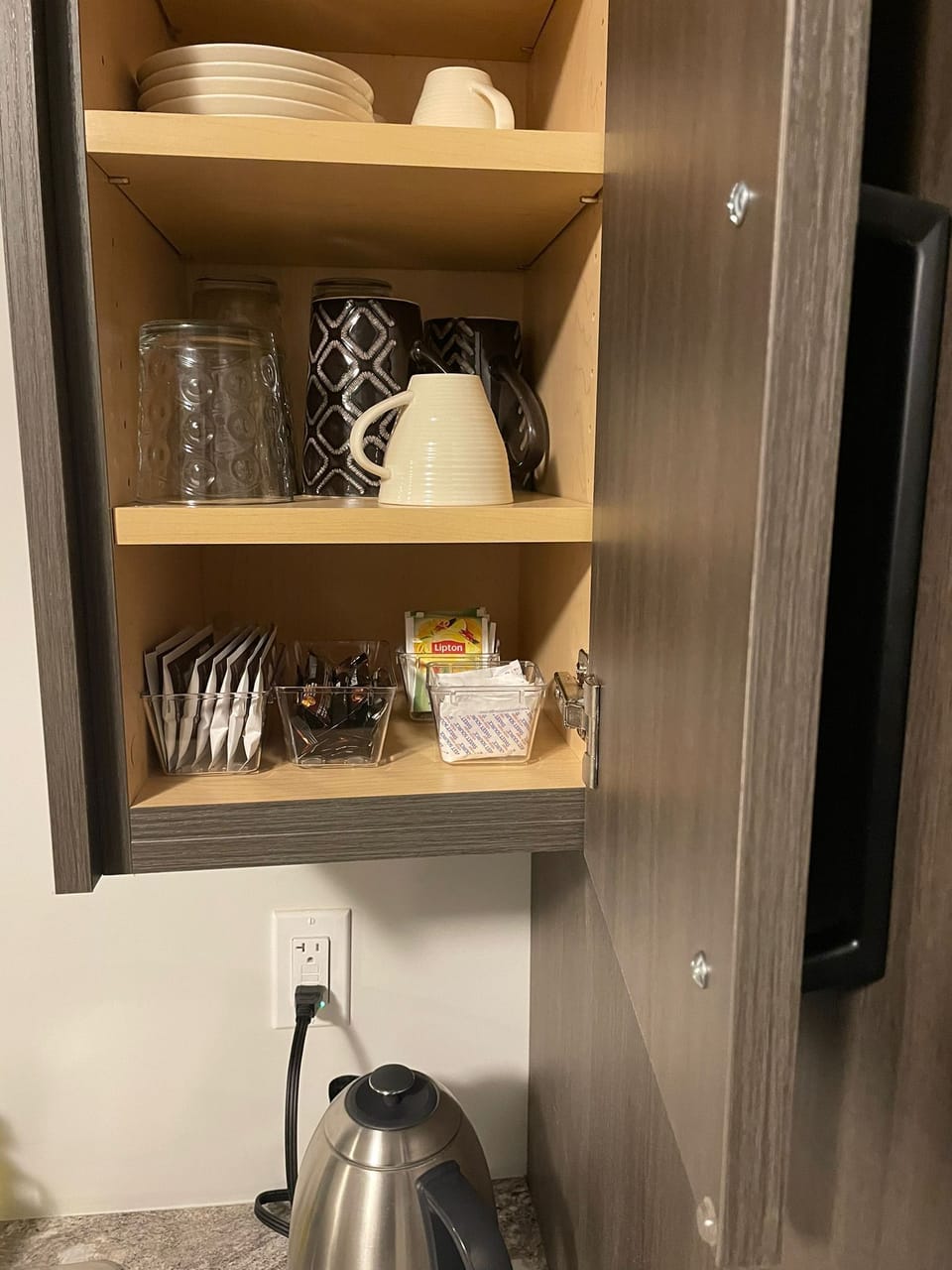 Kitchen- location of wine glasses, mugs, tea-cups, tea bags, hot-chocolate etc