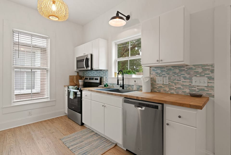 The kitchen is fully stocked with everything you need to feel like you are cooking at home.