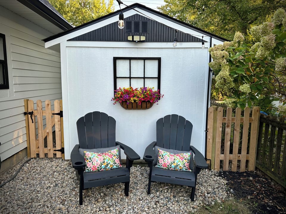 Rest in the comfy Adirondack chairs in the side yard. 