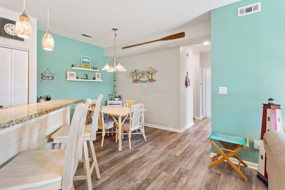 Eat together in the quaint Dining Area or at the Counter Bar.