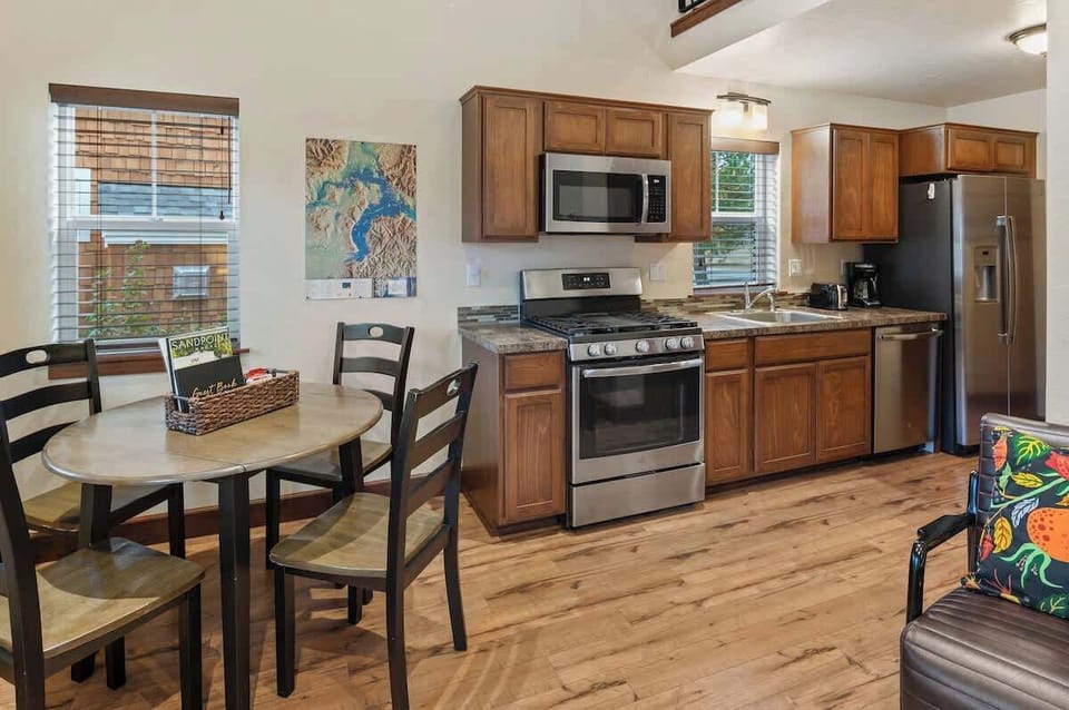View from living room into dinning and kitchen area.