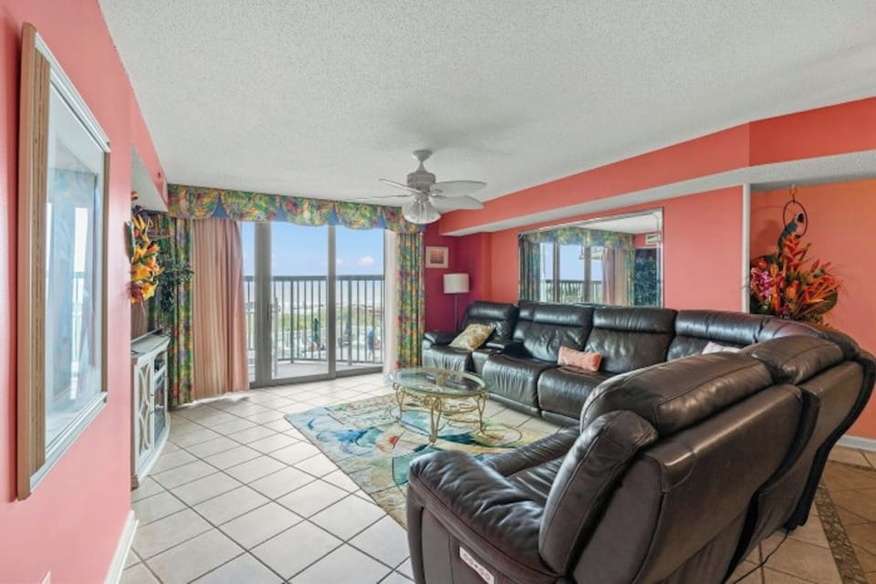 The ocean front living room is fabulous for movie night with the family.