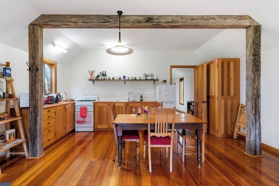 A classic, spacious kitchen offers all the essentials for preparing meals at home.

