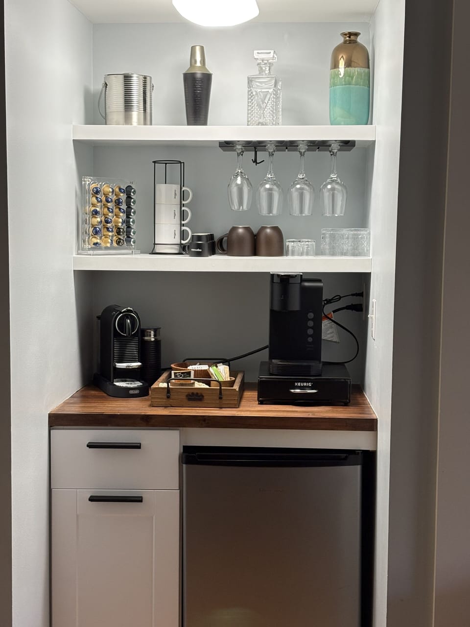 Stocked coffee station.