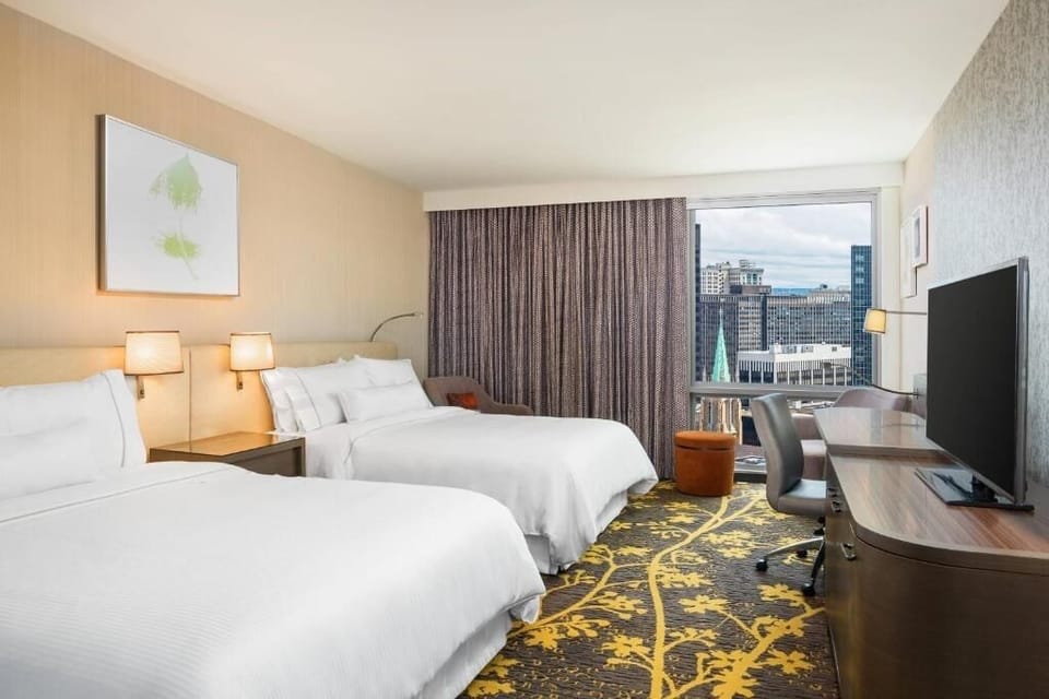 Settle into two cozy queens for effortless group stays.