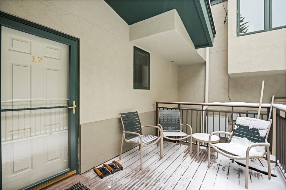 The front entry offers a patio with some seating for your group to enjoy some fresh Colorado air!