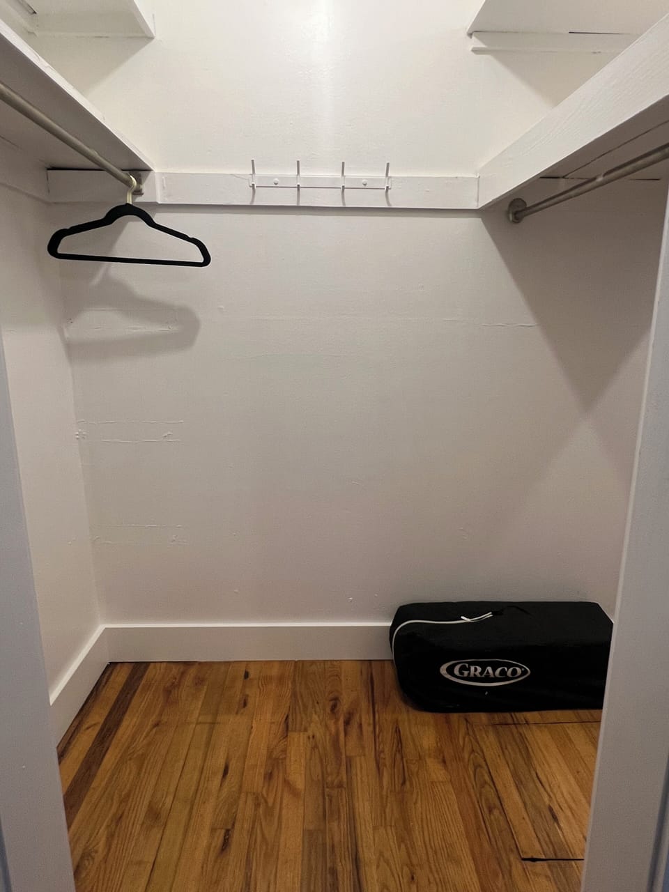 Large walk-in closet in bedroom 4. 

Travel crib.