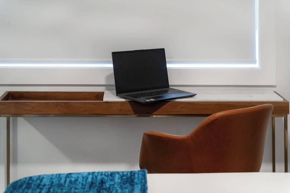 A dedicated workspace nestled in the bedroom oasis