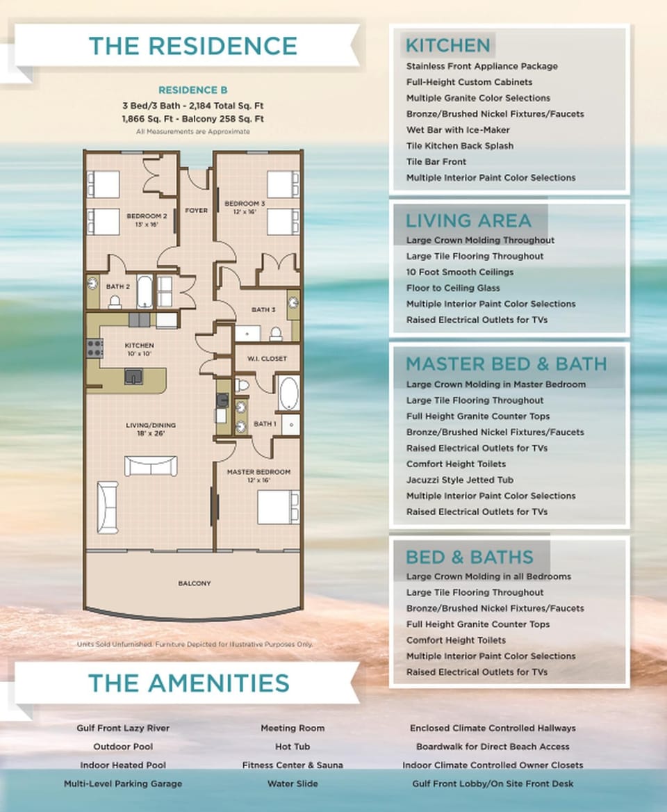 Explore this 3 bedroom 3 bath vacation rental with stunning views and beachfront balcony access from the master suite