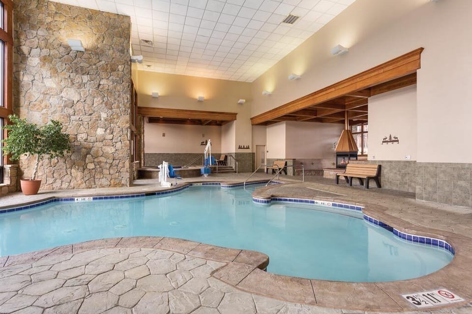 Indoor section of indoor/outdoor pool.  Indoor hot tub is also here.