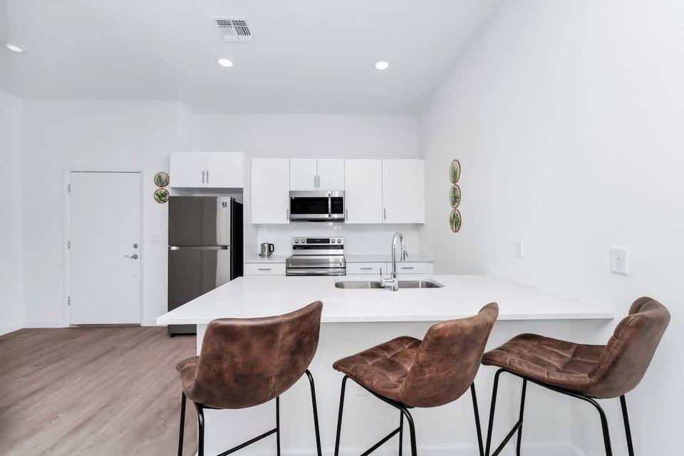 Cook with ease in a fully stocked kitchen, ready for your culinary adventures.