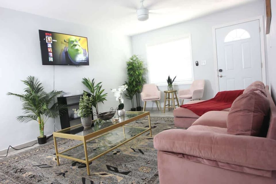 Relax in our chic living room. So comfy!