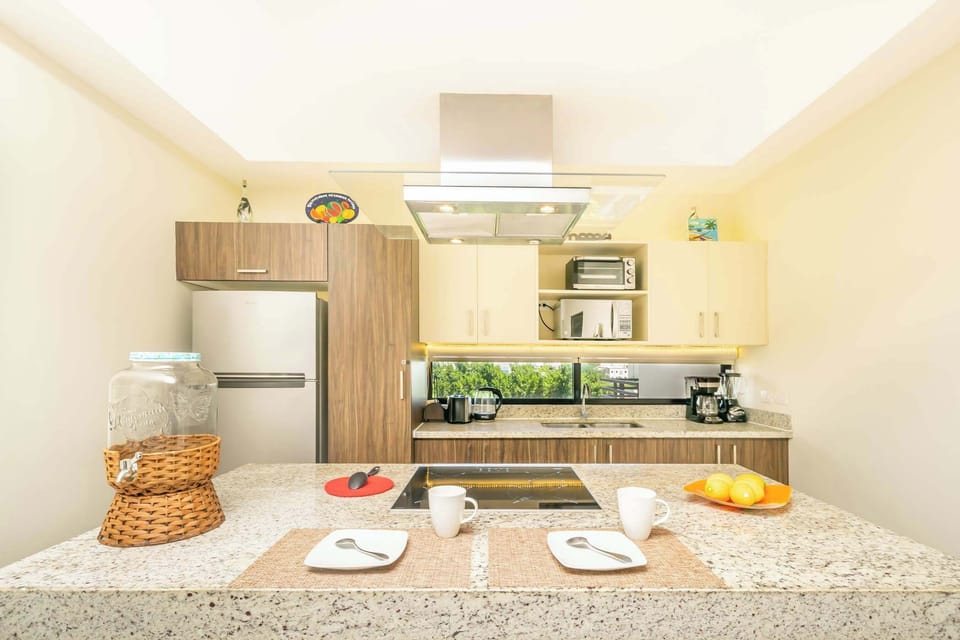 The bar provides extra counter space for easy meal prep