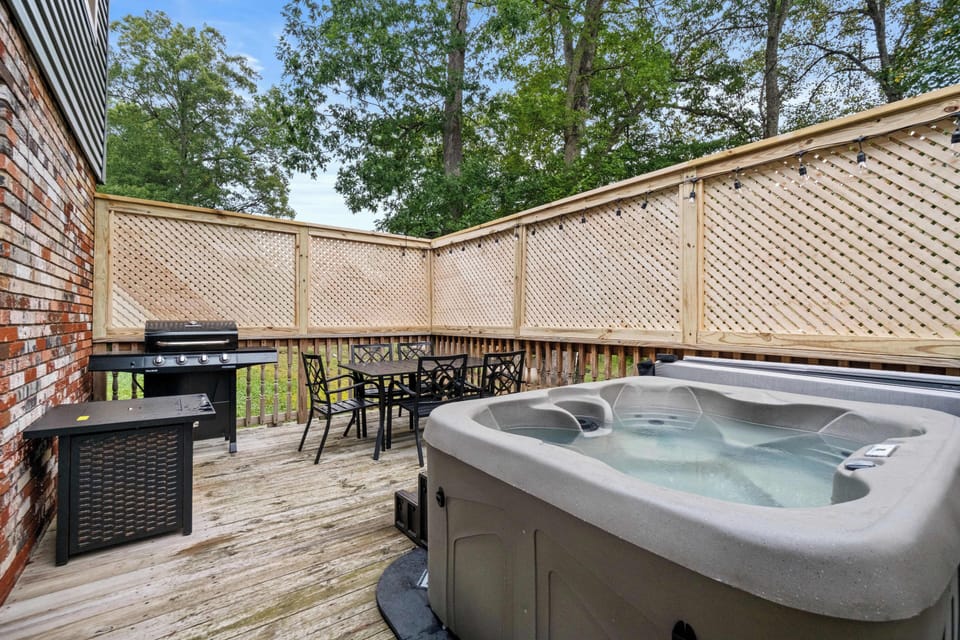 Relax in the hot tub on your secluded patio.  Offering a peaceful retreat.