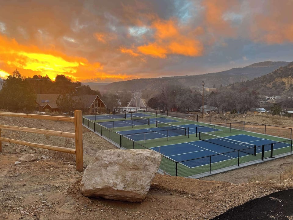 Pickleball courts at East Zion Resort for fun between Southern Utah adventures.