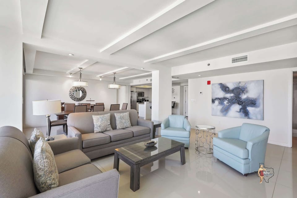 A spacious living space that seamlessly connects with the dining area.