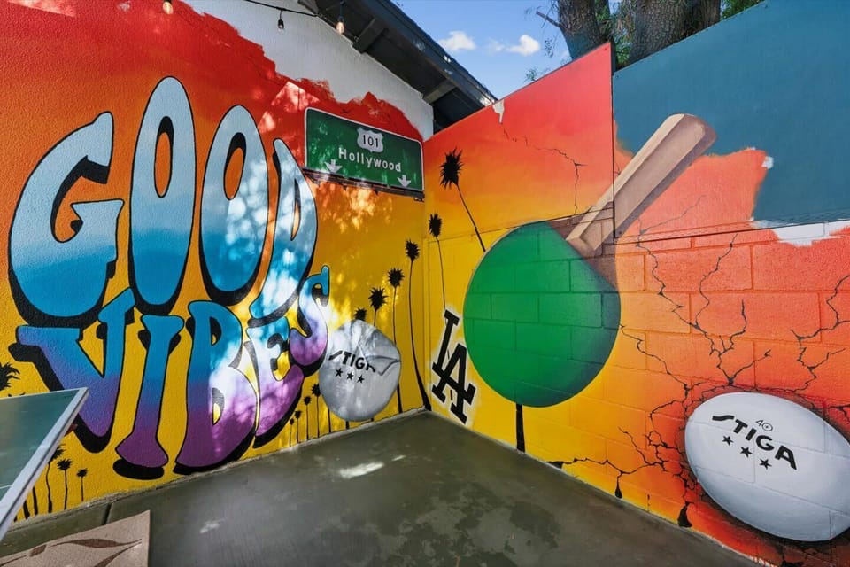 Custom LA themed mural to bring the ping pong area to life!