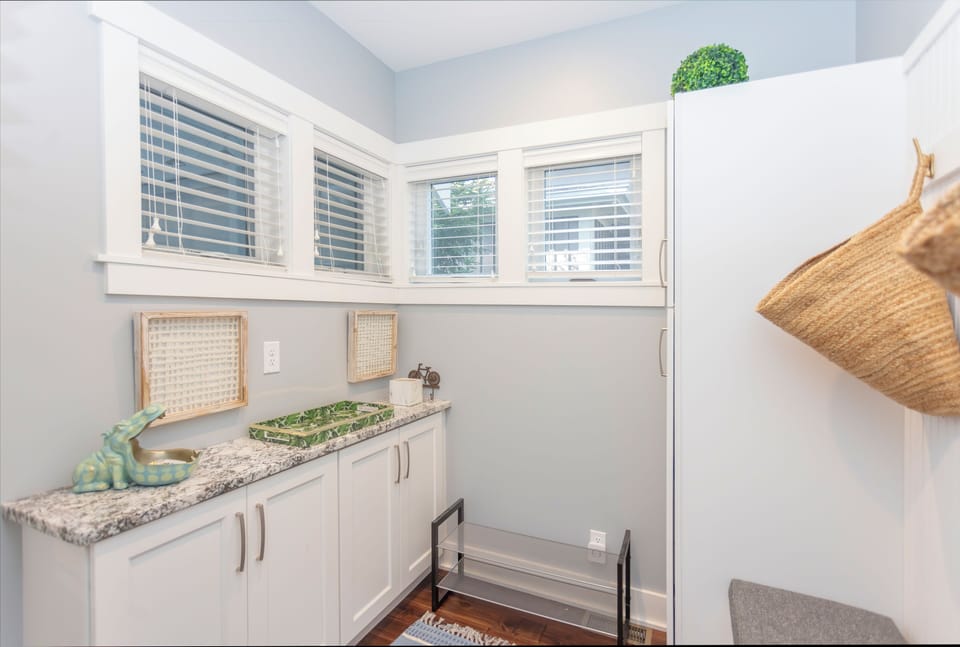 Entryway Mudroom off the screen porch dining area