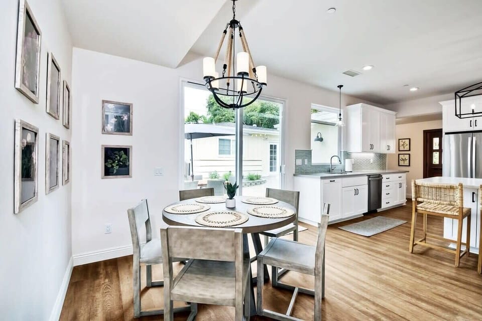 Dining table with tons of natural light 