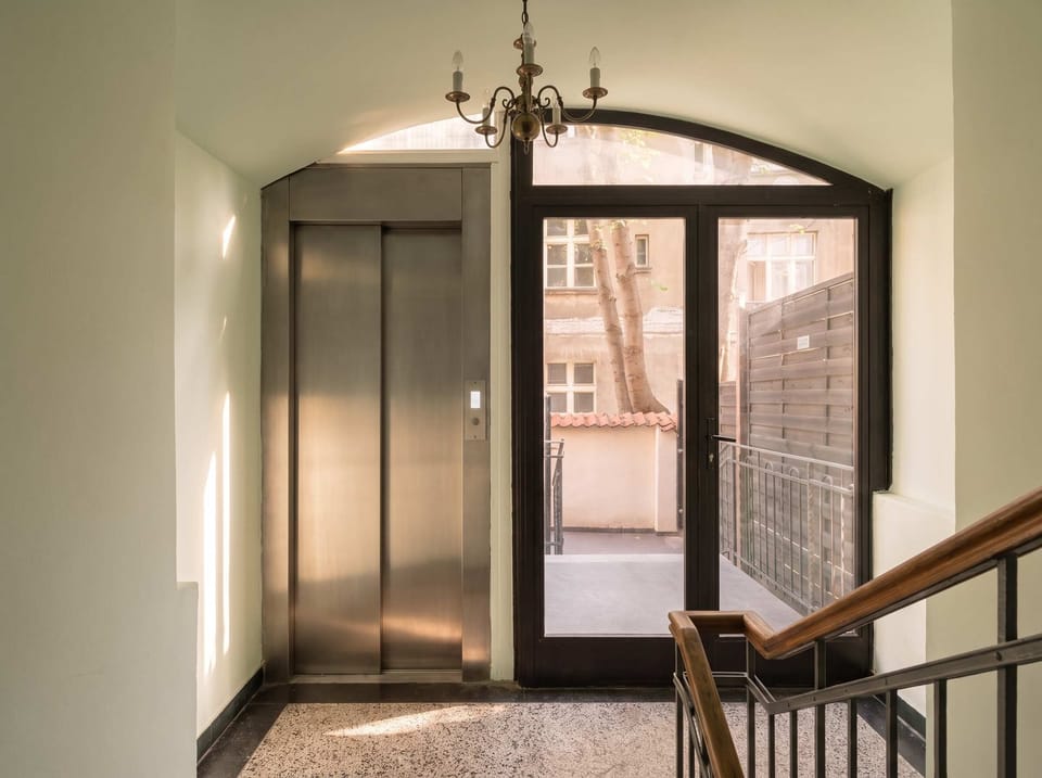 Inside the building there is an elevator