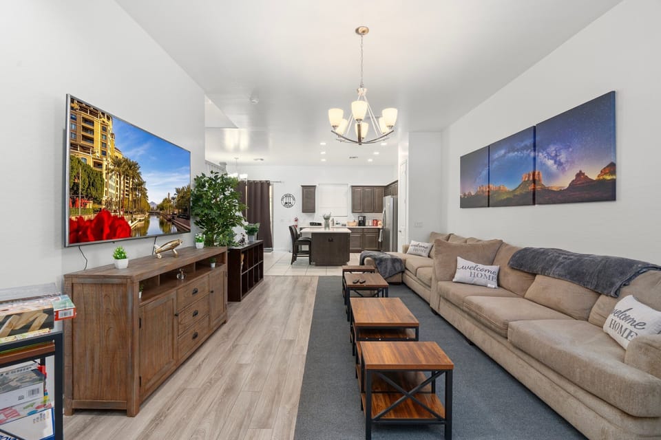 "Game on! Relax in our living room with TV, arcade fun, and board games! 