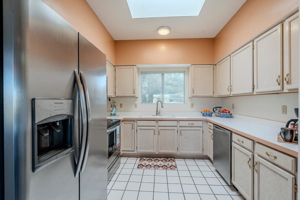 Side by Side Refrigerator in kitchen, Southwest color paint