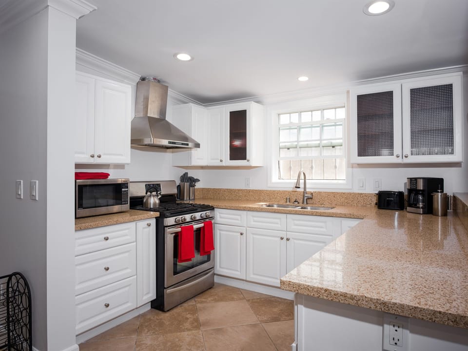 Coffee, tons of counterspace for meal prep, and stainless appliances