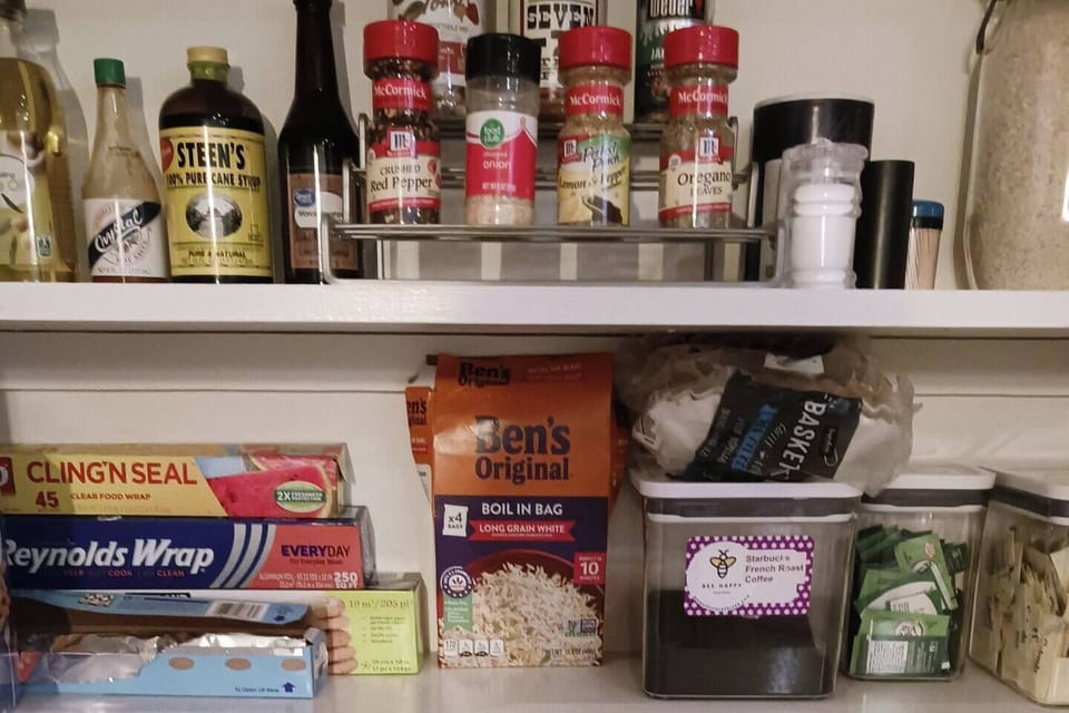 [Guest Pantry] We provide coffee, spices and other condiments. Check out the fridge for additional items."We appreciate you going above and beyond for our family." -- Tara, August 2023