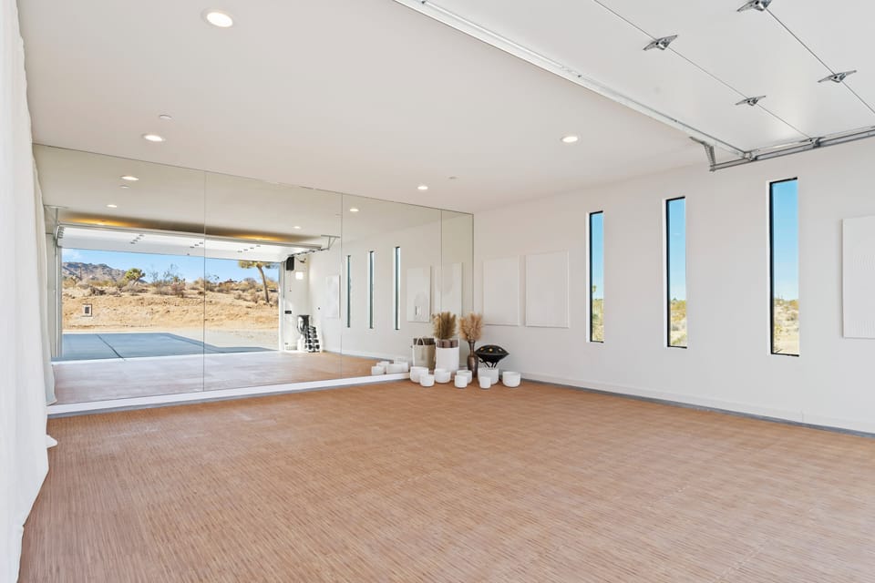 Yoga Studio with Mirrors in the Garage