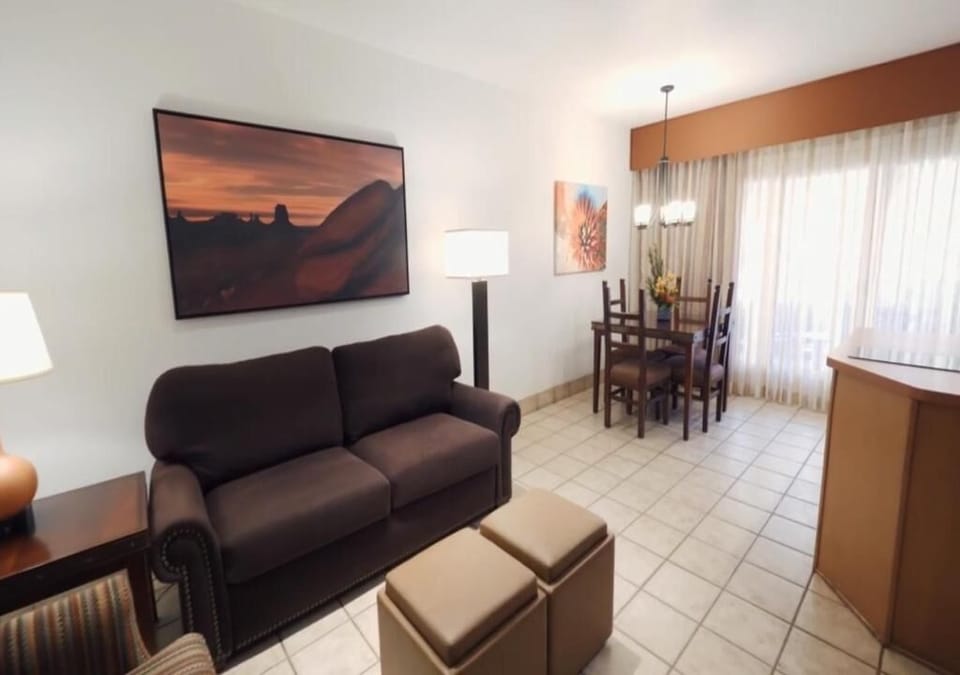 Living area. Exact unit will be assigned upon arrival. Views, colors, and decor may vary.