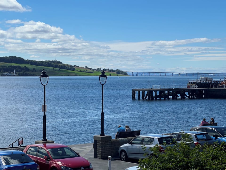 View from balcony up the River Tay