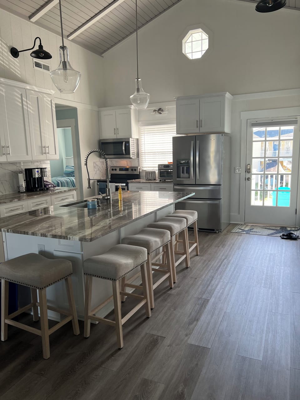 Open kitchen with huge island
