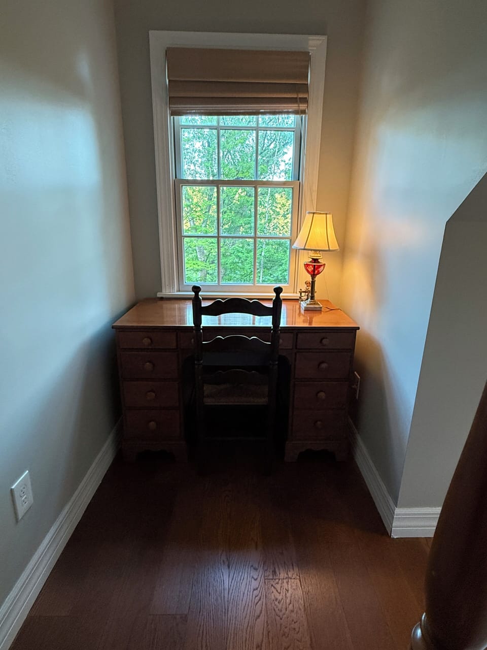 Desk in dormer nook, in one of the upstairs guest bedrooms.